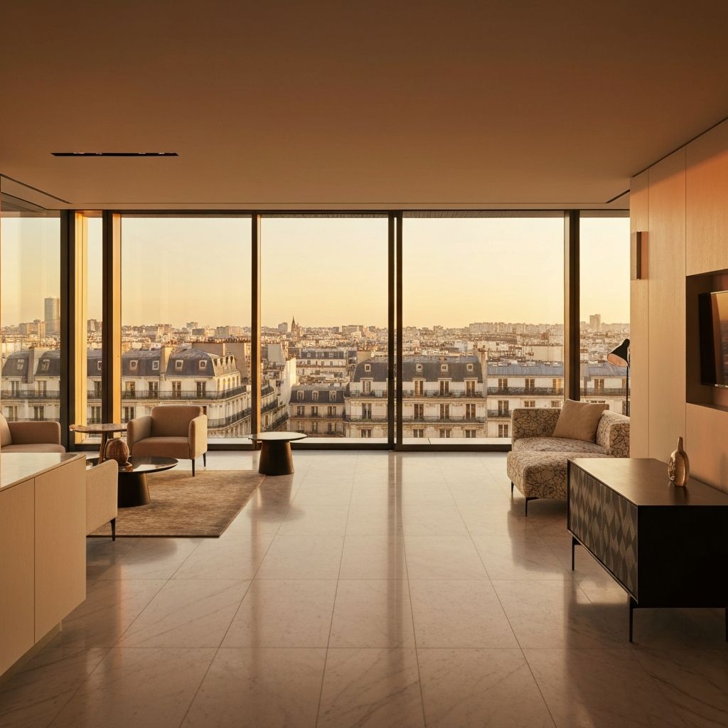 Luxury interior with Paris view